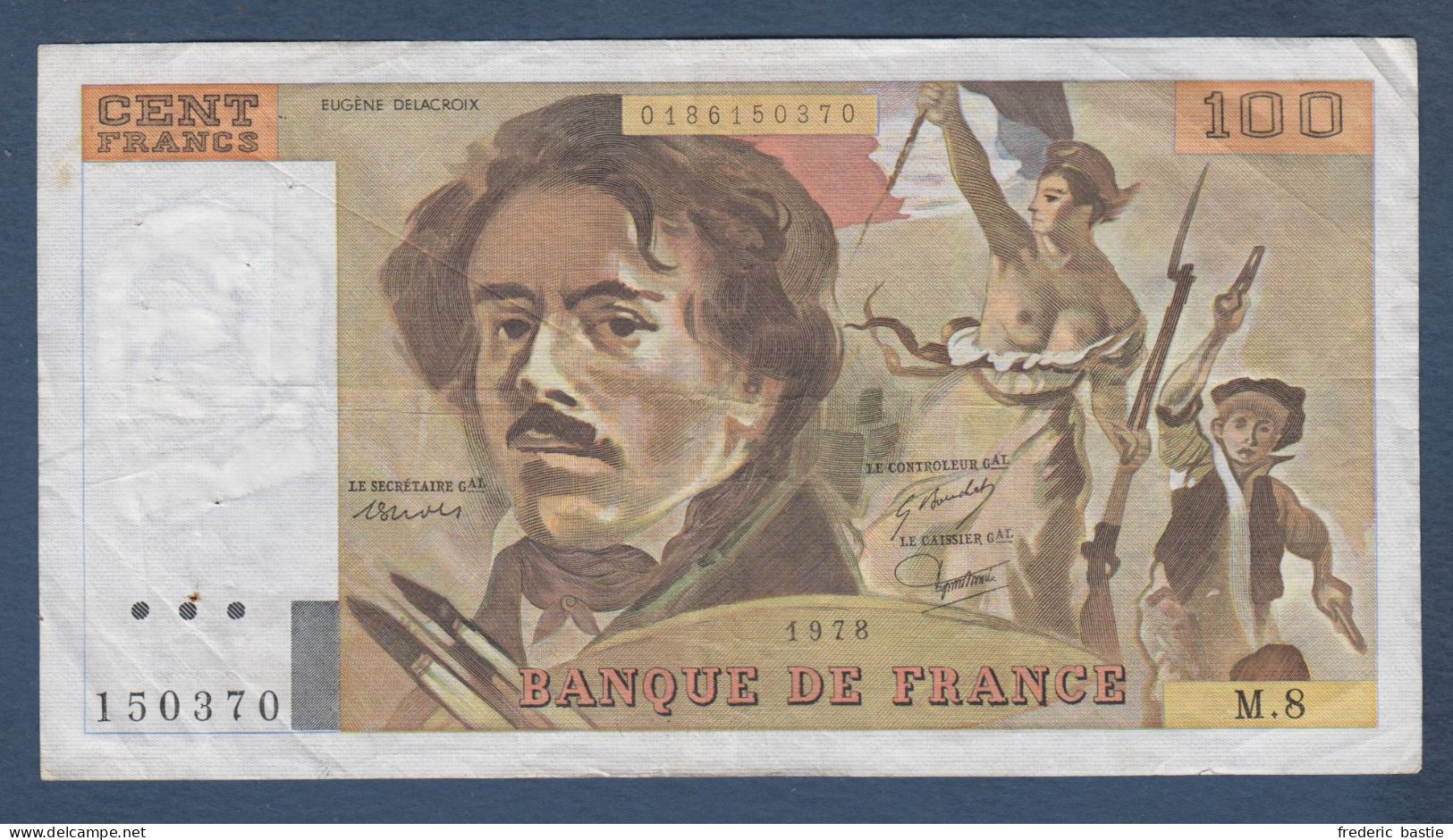 Billet De 100 Fr  Delacroix  De  1978 - Alphabet M8 - 100 F 1978-1995 ''Delacroix''