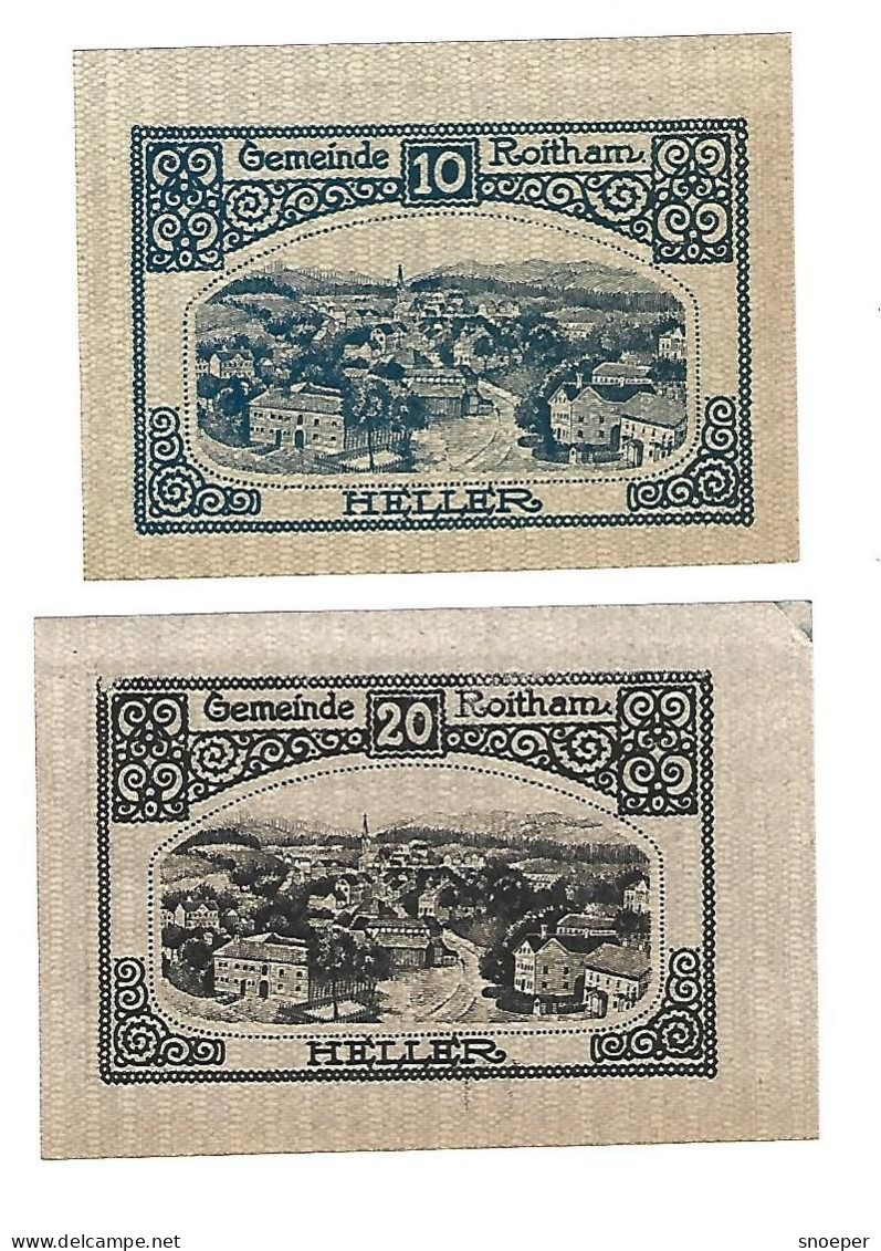 **notgeld   Austria  Roitham  10+20 Heller   843a - Oesterreich