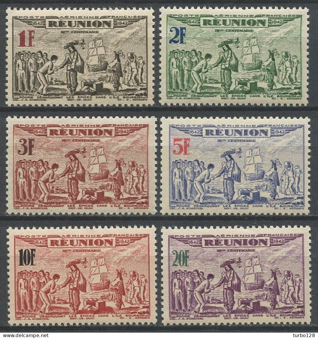 REUNION 1943 PA N° 18/23 ** Neufs MNH Luxe C 5 € + Bateaux Voiliers Sailboat Rattachement France Epices - Airmail