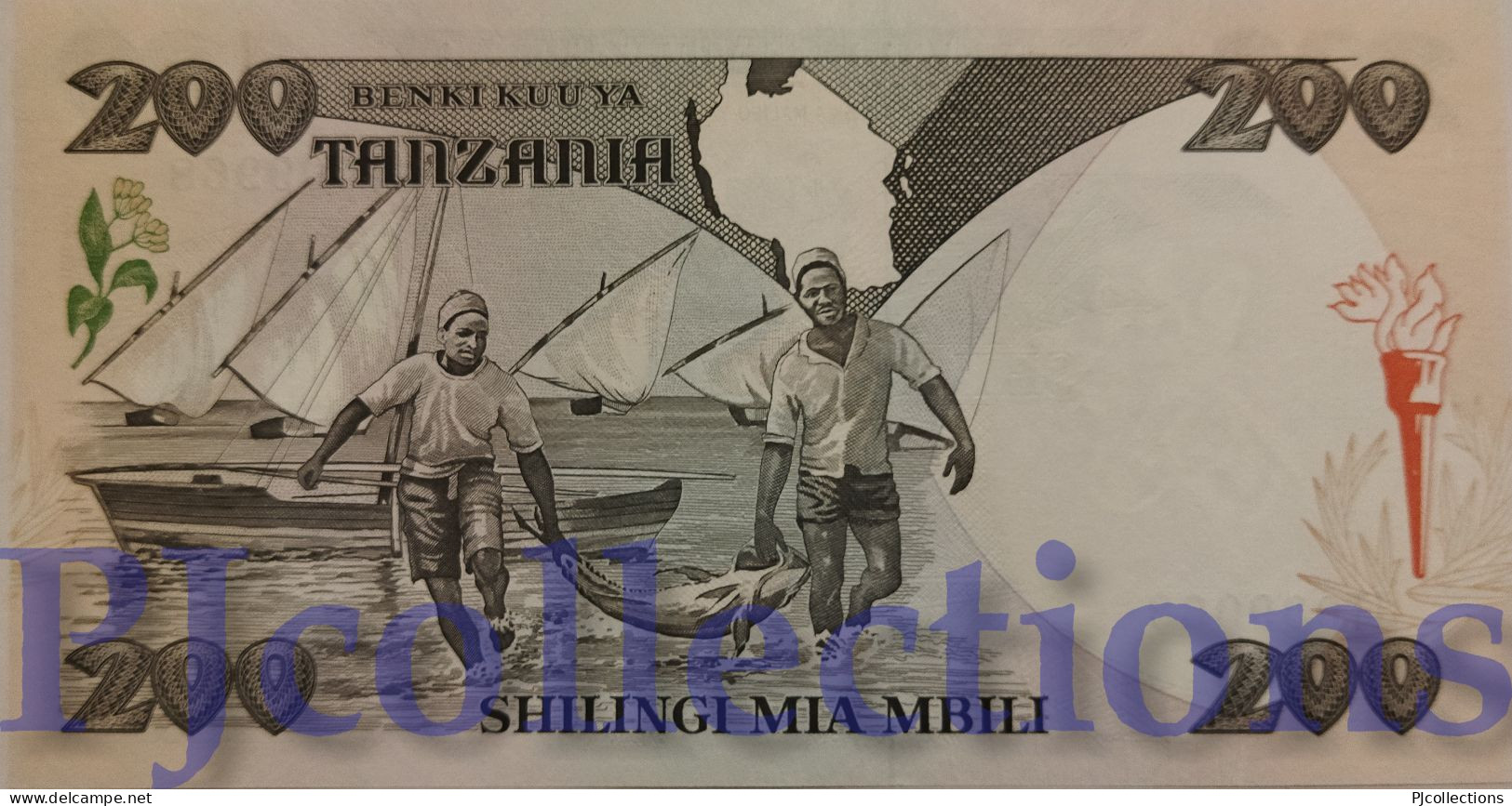 TANZANIA 200 SHILINGI 1992 PICK 20 UNC LOW SERIAL NUMBER "JT009968" - Tanzanie