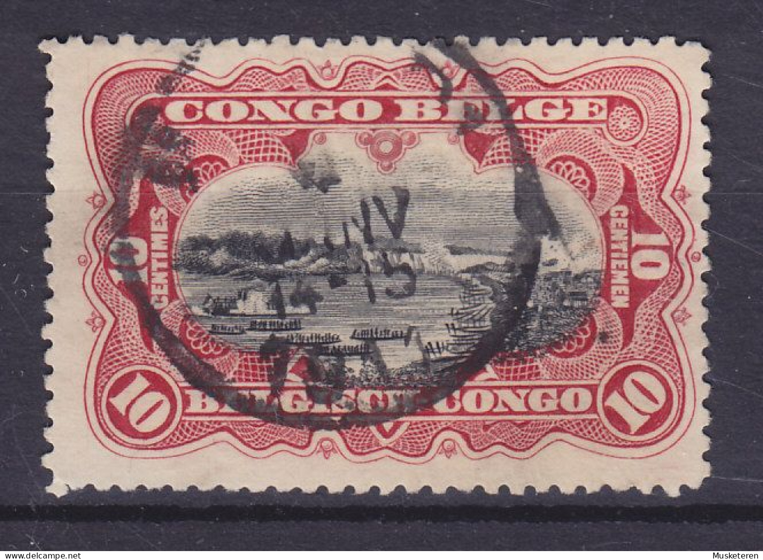 Belgian Congo 1910 Mi. 16, 10 C. Szene Am Kongo MATADI 1911 Cancel - Usados