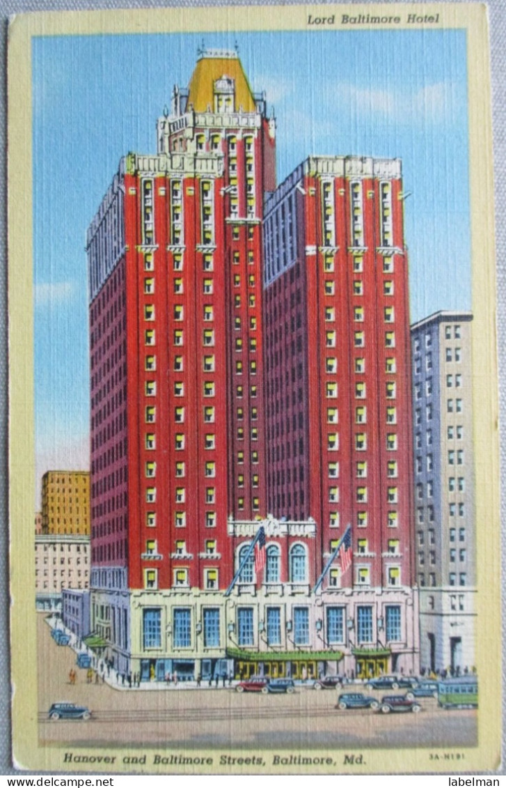 USA UNITED STATES MARYLAND BALTIMORE LORD HOTEL CARD POSTCARD CARTE POSTALE ANSICHTSKARTE CARTOLINA POSTKARTE - Atlanta