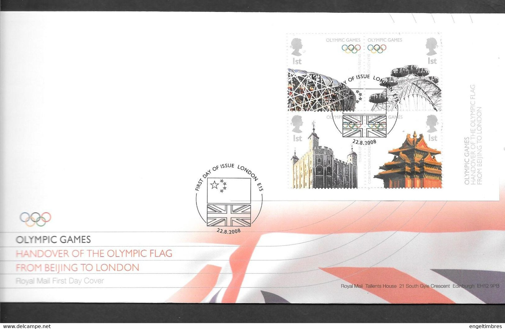 GB - 2008  Olympic Flag   Minisheet  FDC Or  USED  "ON PIECE" - SEE NOTES And Scans - Gebruikt