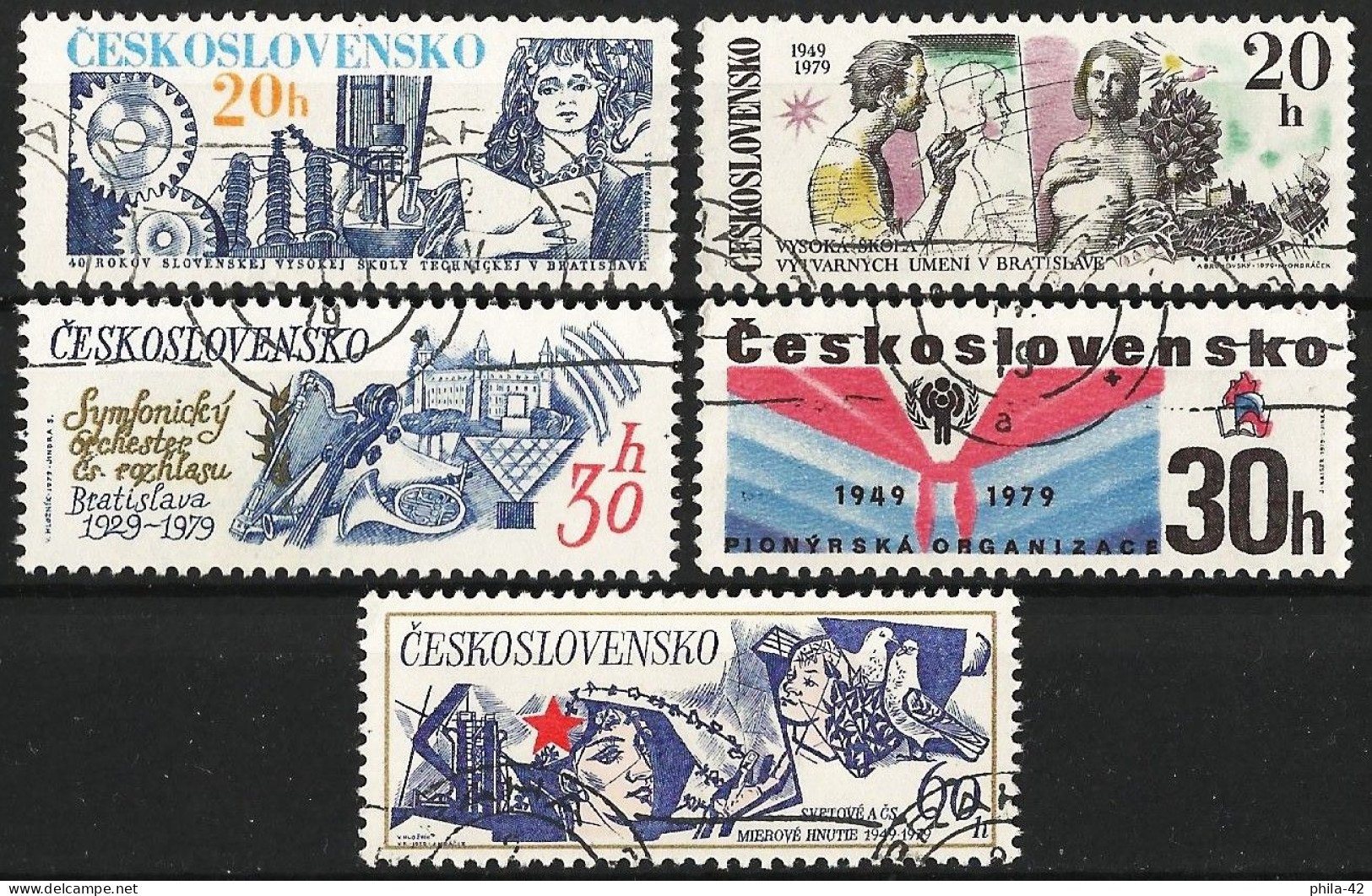 Czechoslovakia 1979 - Mi 2499/503 - YT 2323/27 ( Anniversaries ) Complete Set - Used Stamps
