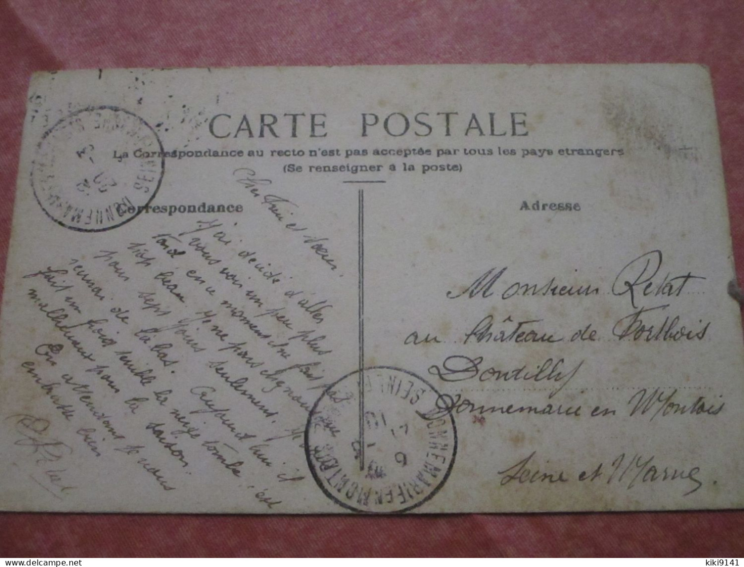 Carte Peinte De A. RETAT Adressée à Mr Et Mme RETAT Au Chateau De Fortbois - Donnemarie Dontilly