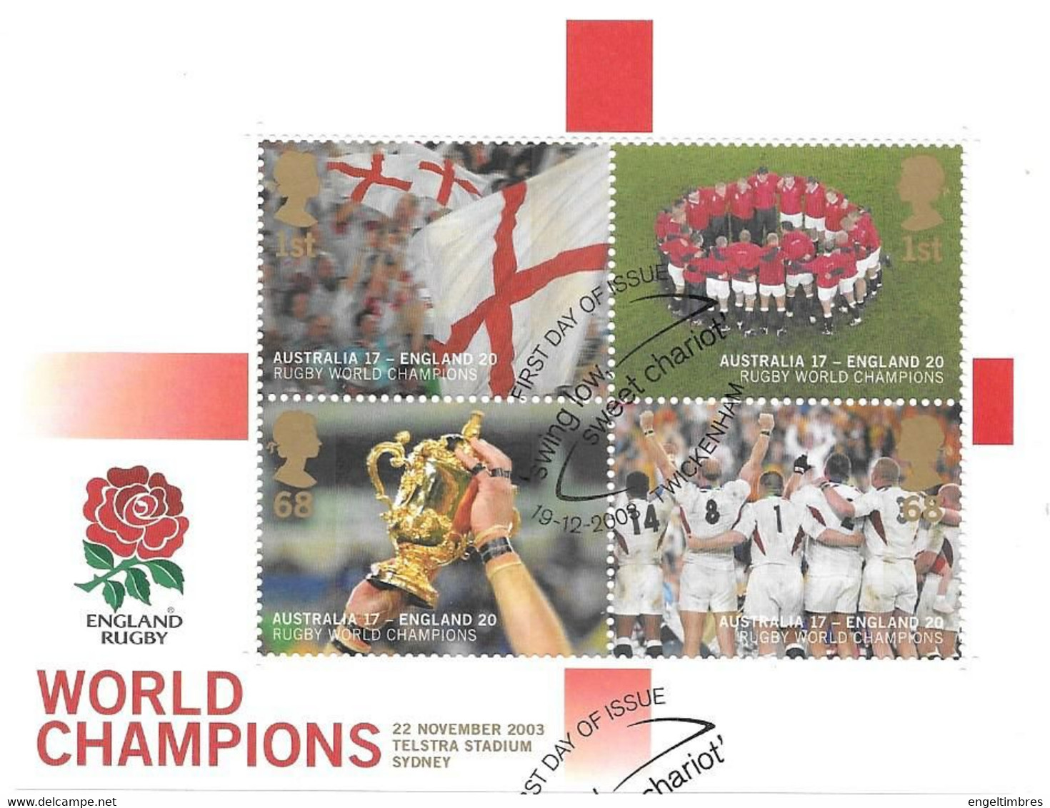 GB - 2003  World Rugby Champions  MINISHEET  FDC Or  USED  "ON PIECE" - SEE NOTES  And Scans - Usados