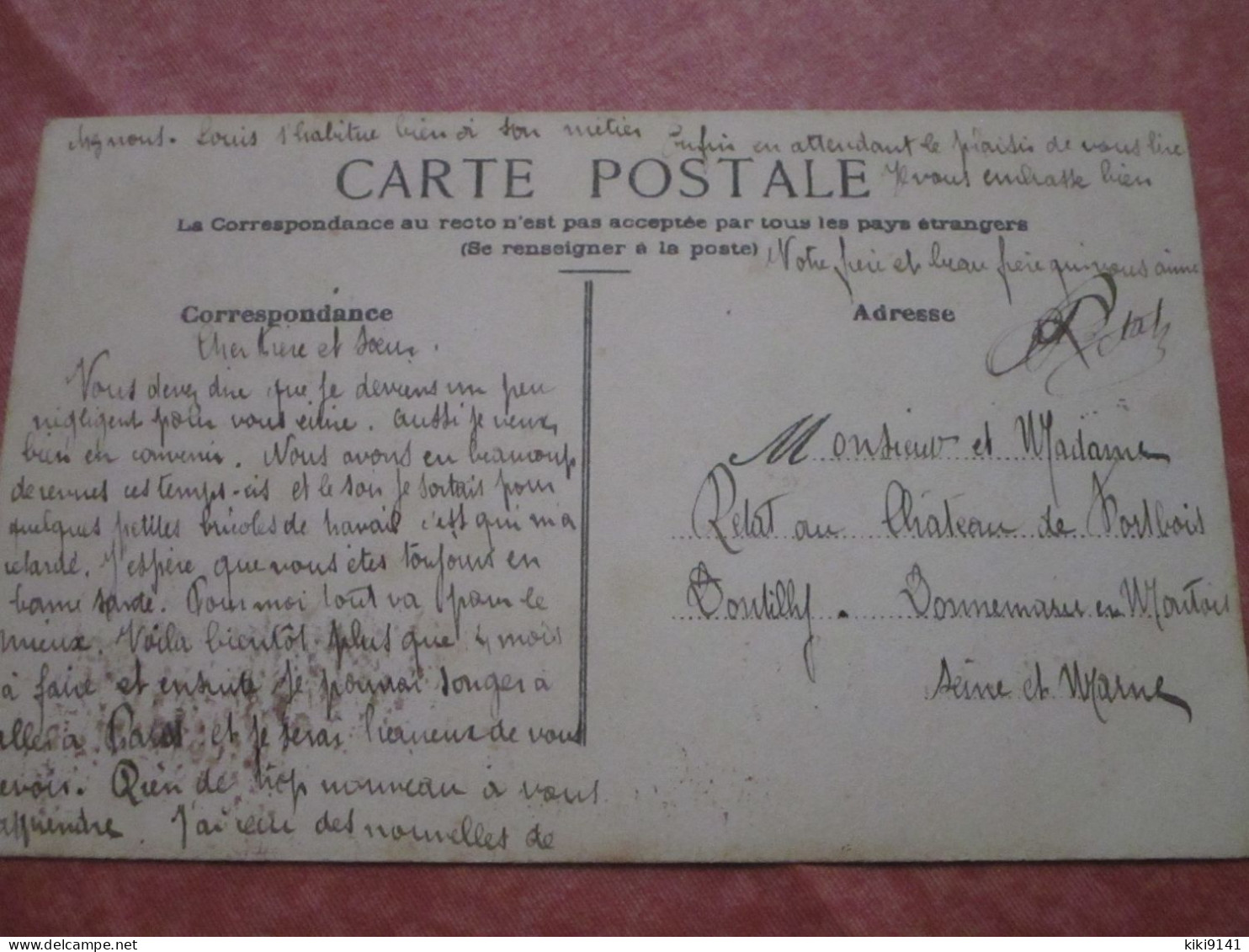 Carte Peinte De A. RETAT Adressée à Mr Et Mme RETAT Au Chateau De Fortbois - Donnemarie Dontilly
