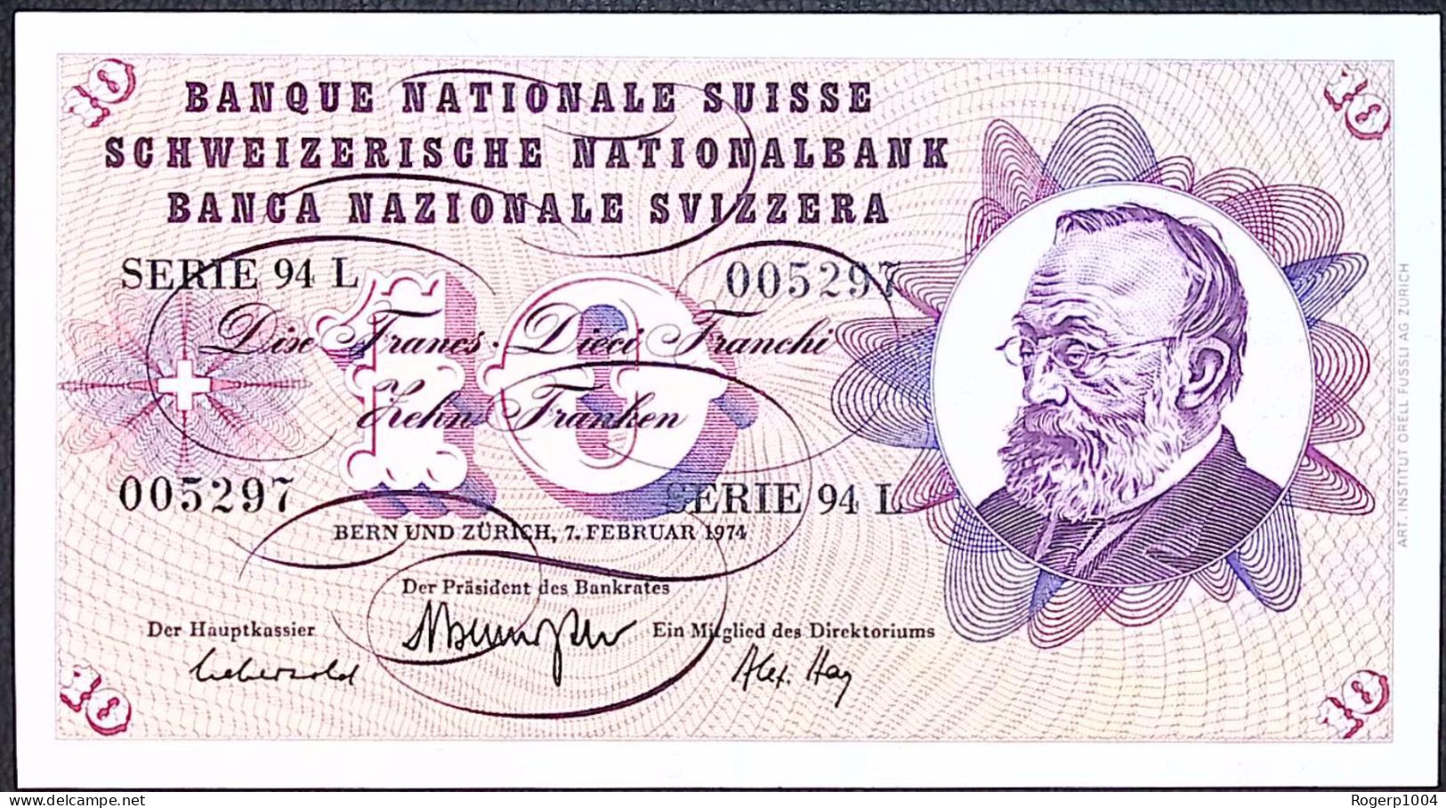 SUISSE/SWITZERLAND * 10 Francs * G. Keller * 07/02/1974 * Etat/Grade SUP/XXF - Suiza