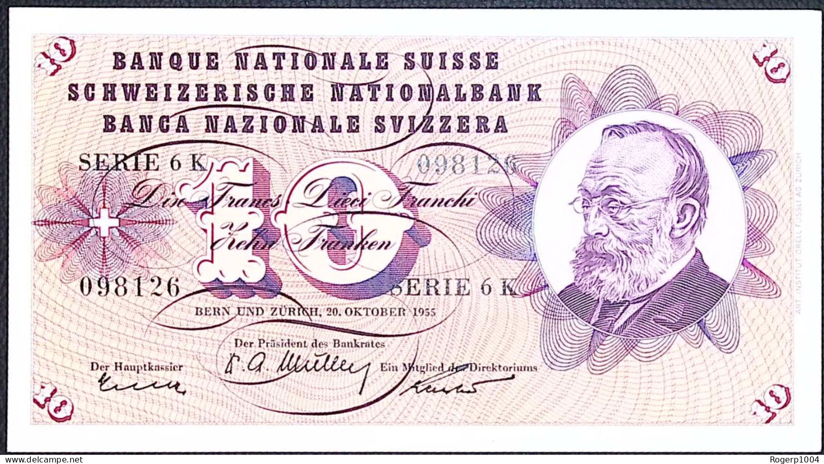 SUISSE/SWITZERLAND * 10 Francs * G. Keller * 20/10/1955 * Etat/Grade SUP/XXF  - Schweiz