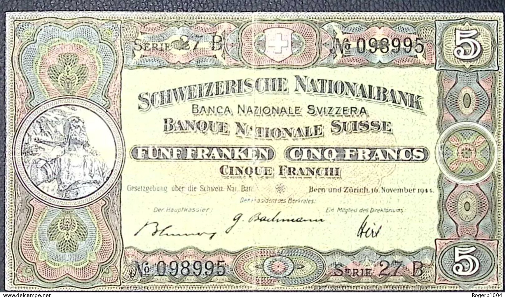 SUISSE/SWITZERLAND * 5 Francs * Tell * 16/11/1944 * Etat/Grade TTB/VF - Schweiz