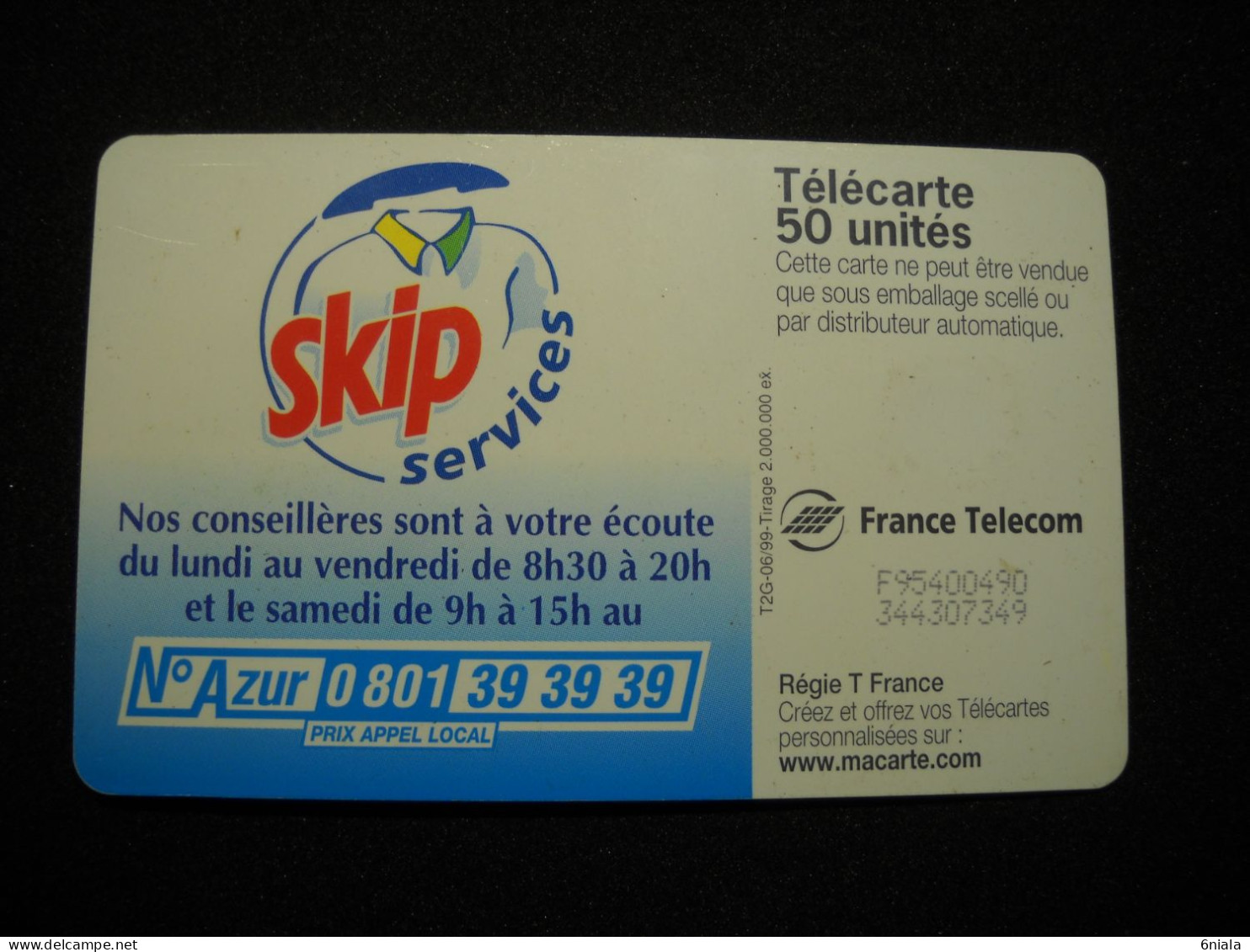 7698 Télécarte Collection  SKIP SERVICE LESSIVE   ( 2.scans)  Carte Téléphonique - Food