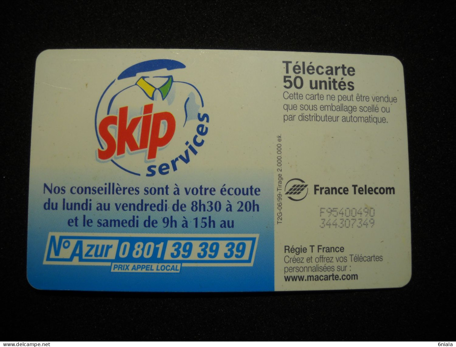 7698 Télécarte Collection  SKIP SERVICE LESSIVE   ( 2.scans)  Carte Téléphonique - Lebensmittel