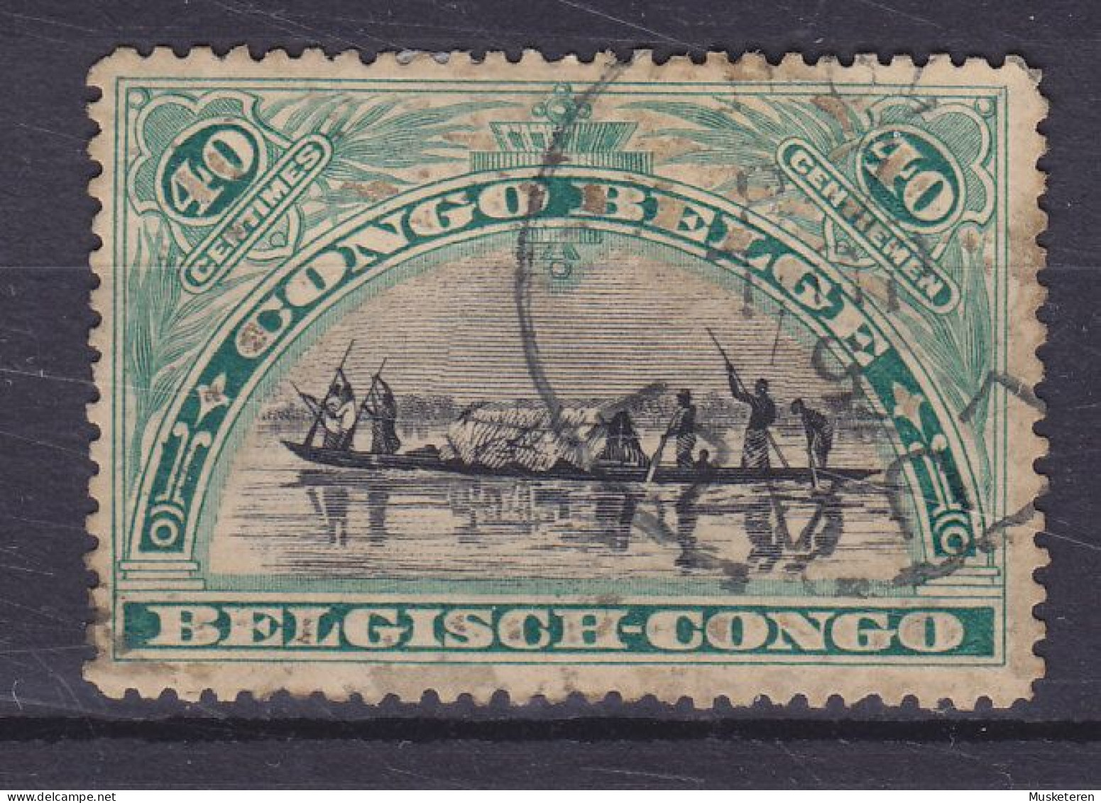 Belgian Congo 1910 Mi. 19, 40c. Kanufahrer (o) - Used Stamps