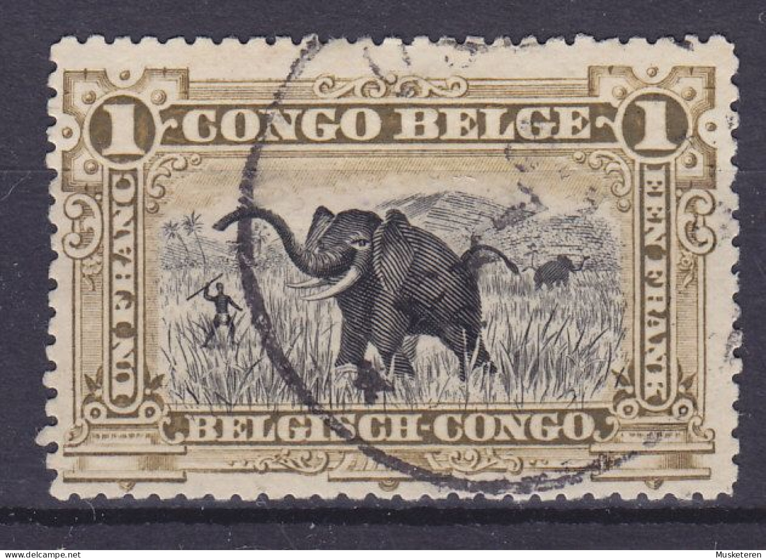 Belgian Congo 1915 Mi. 31, 1 Fr. Elefantenjagd (o) - Oblitérés