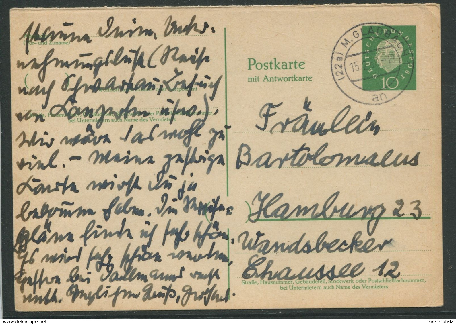 10.167) MiNr.: P 39 F - Mönchengladbach - Postkarten - Gebraucht