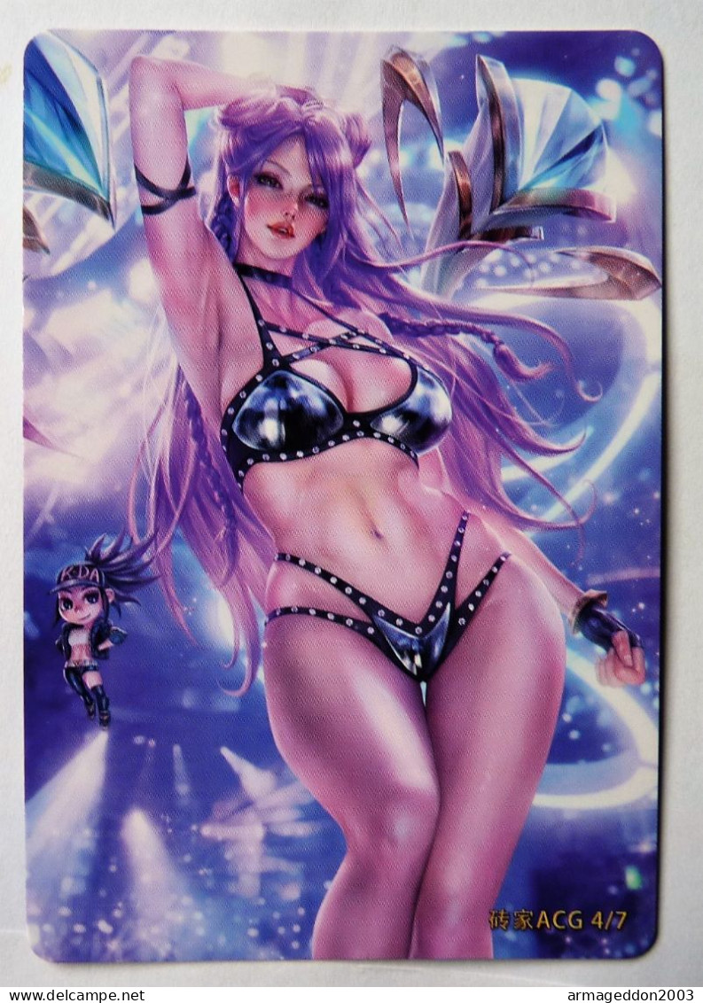 CARTE SEXY GIRL MANGA MINT HOLO PRISM Girl Waifu League Of Legends Ahri - Other & Unclassified