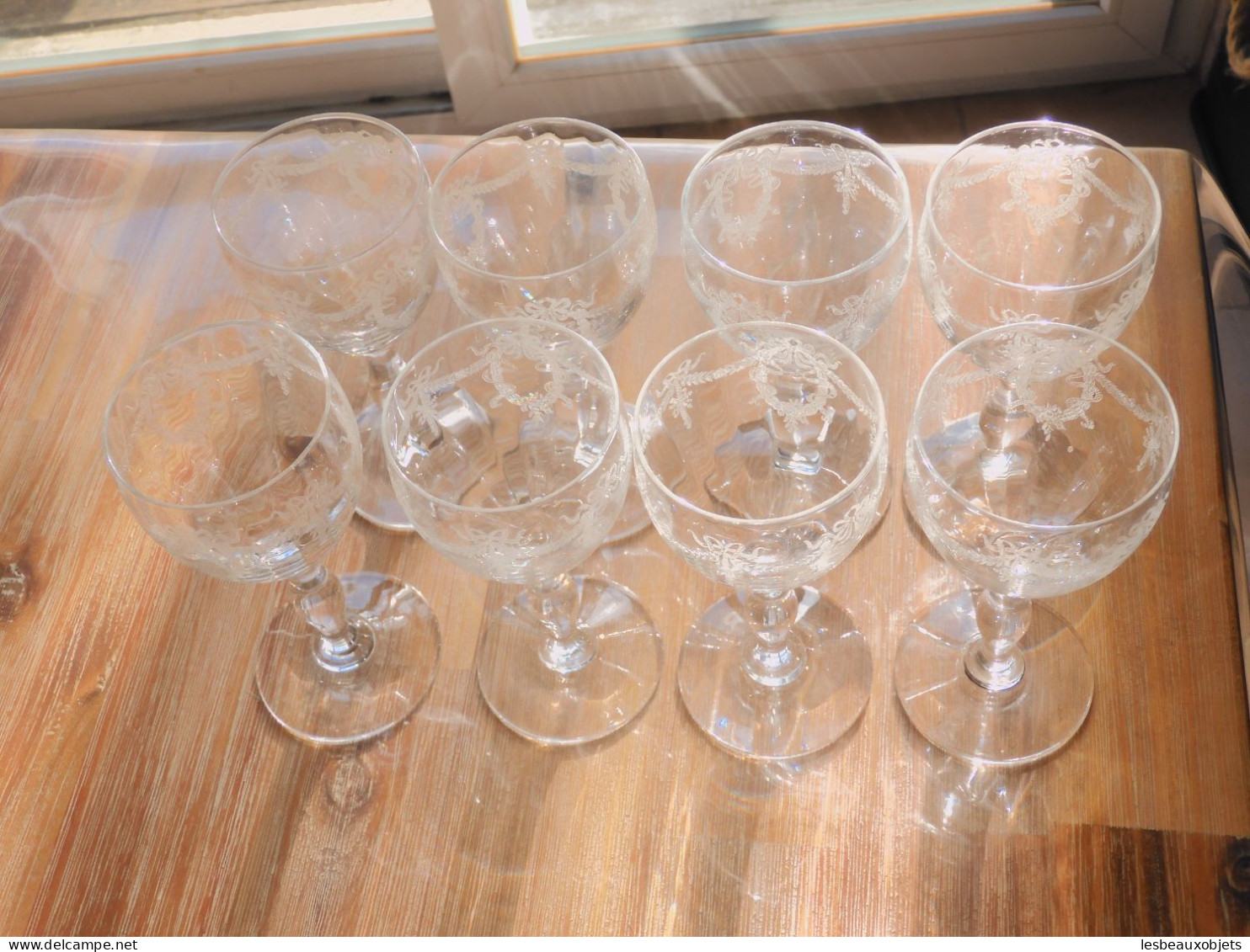 -8 VERRES CRISTAL Gravé SAINT LOUIS BARTHOLDI XIXe Table Vitrine Collection  E - Glas & Kristall