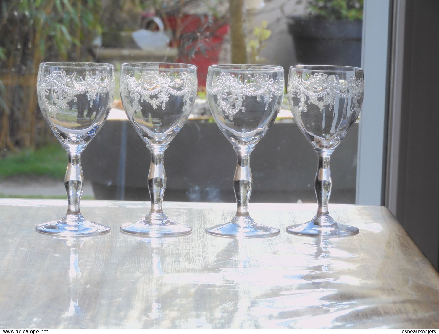 -8 VERRES CRISTAL Gravé SAINT LOUIS BARTHOLDI XIXe table vitrine collection  E