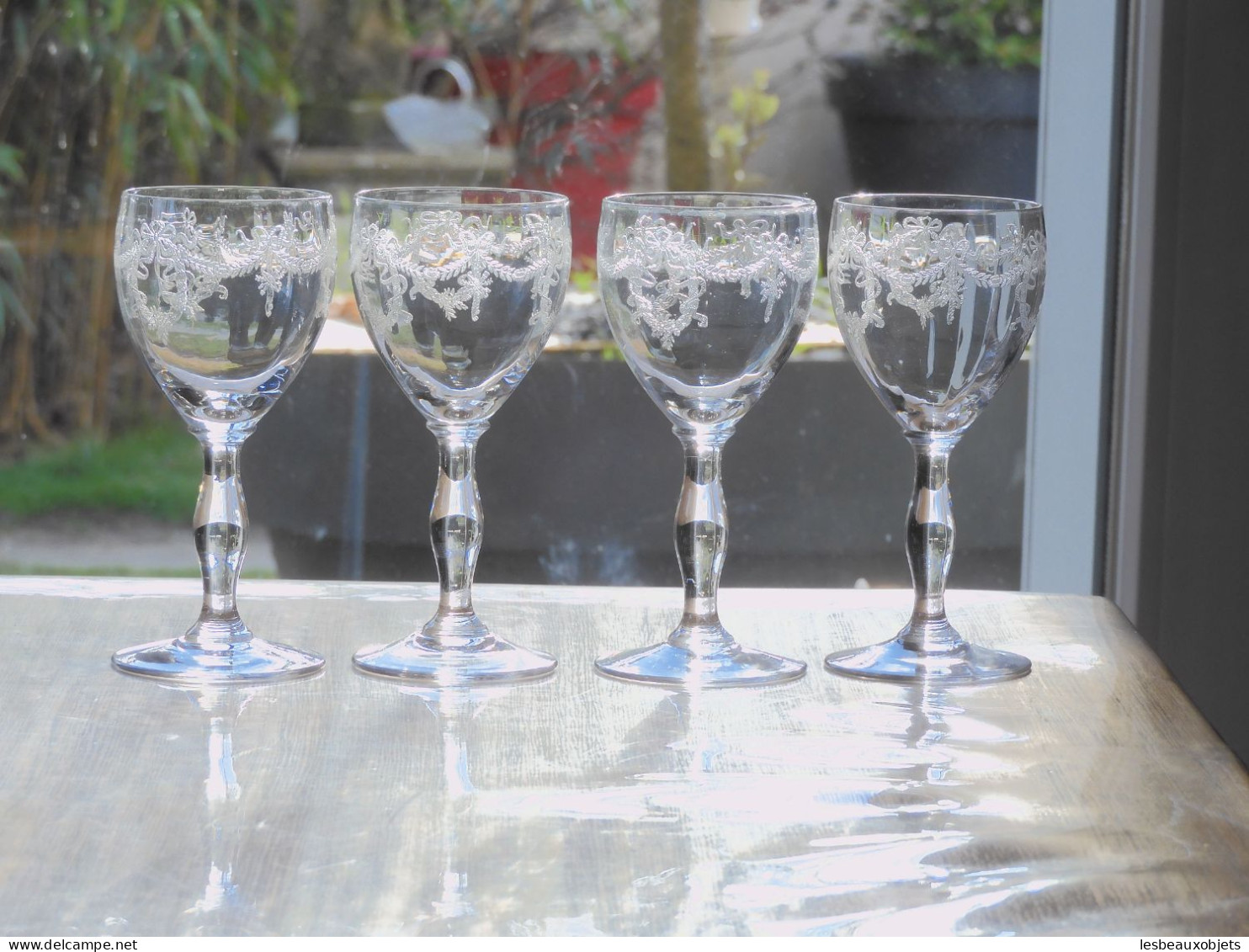 -8 VERRES CRISTAL Gravé SAINT LOUIS BARTHOLDI XIXe table vitrine collection  E