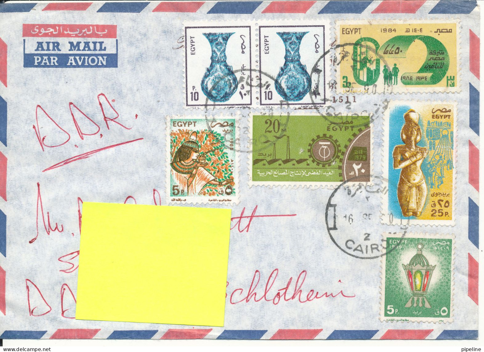 Egypt Air Mail Cover Sent To Germany DDR Topic Stamps - Luchtpost