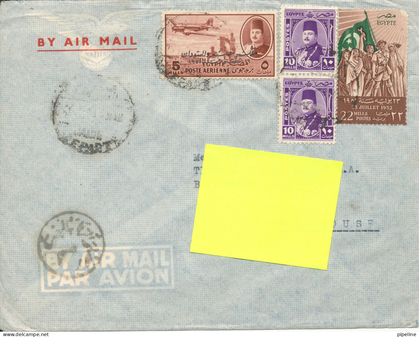 Egypt Air Mail Cover Sent To France Topic Stamps - Poste Aérienne