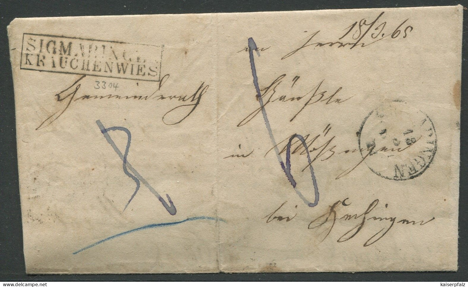 10.160) Landpostort: Krauchenwies 1865 - Dienstbrief - Brieven En Documenten