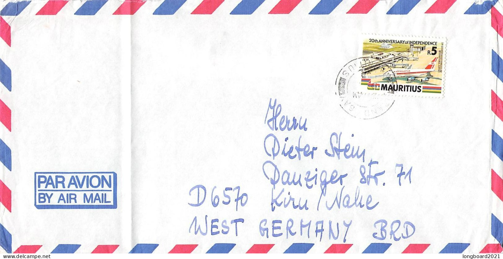 MAURITIUS - AIRMAIL - KIRN/DE / 5134 - Mauritius (1968-...)