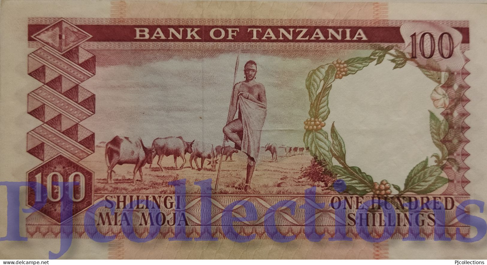 TANZANIA 100 SHILINGI 1966 PICK 4 AU PREFIX "A" W/PIN HOLES RARE - Tansania