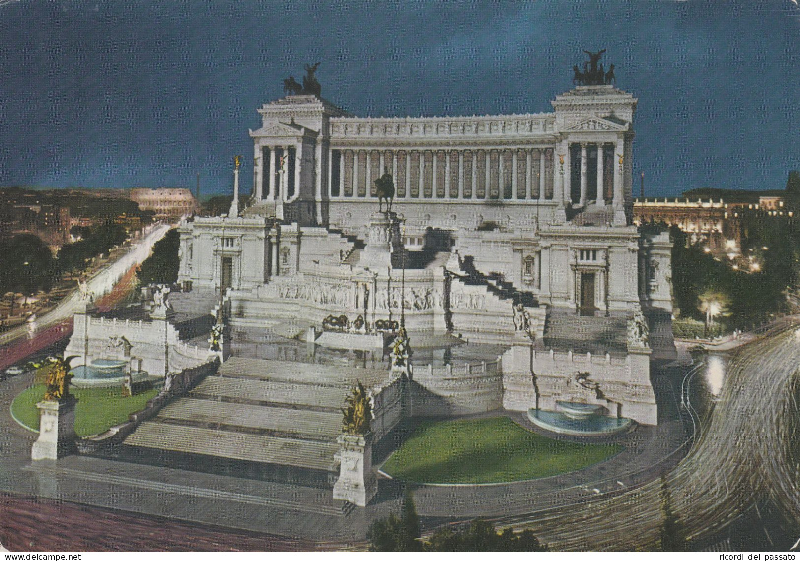 Cartolina Roma - Monumento A Vittorio Emanuele II - Notturno - Altare Della Patria