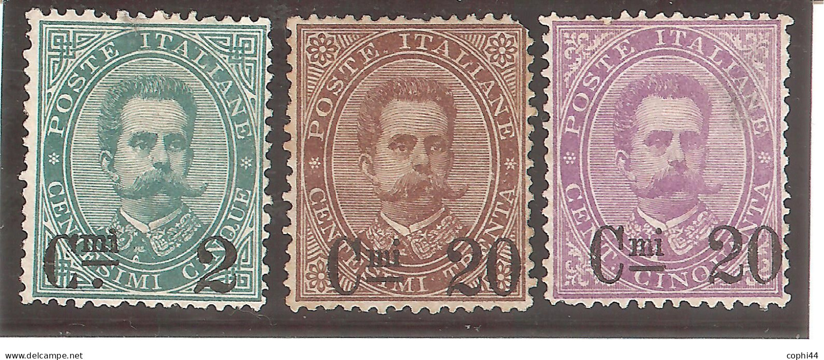 1890-91 - REGNO D'ITALIA Umberto I Sovrastampati Sassone N. 56-58 (S. 7) Serie Completa Nuova Linguellata MH* - Nuovi