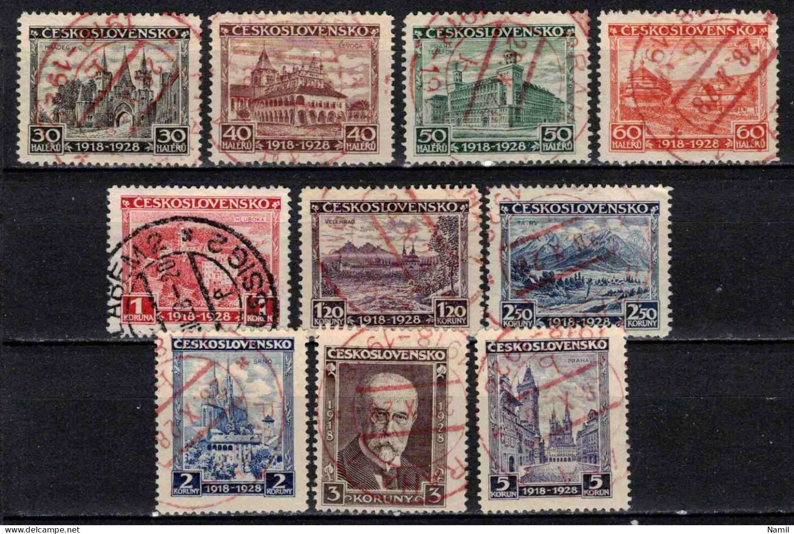 Tchécoslovaquie 1928 Mi 267-76 (Yv 242-51), Obliteré, - Used Stamps