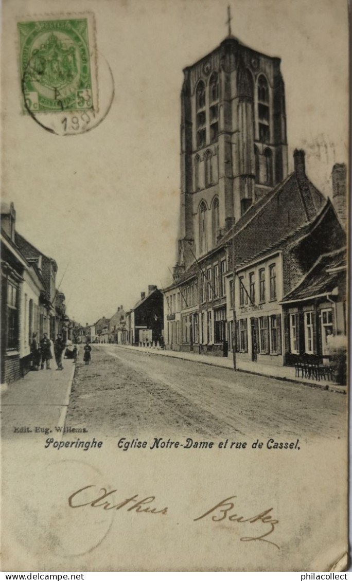 Poperinge - Poperinghe // Eglise Notre Dame Et Rue De Cassel 1907 Vlekkig - Poperinge