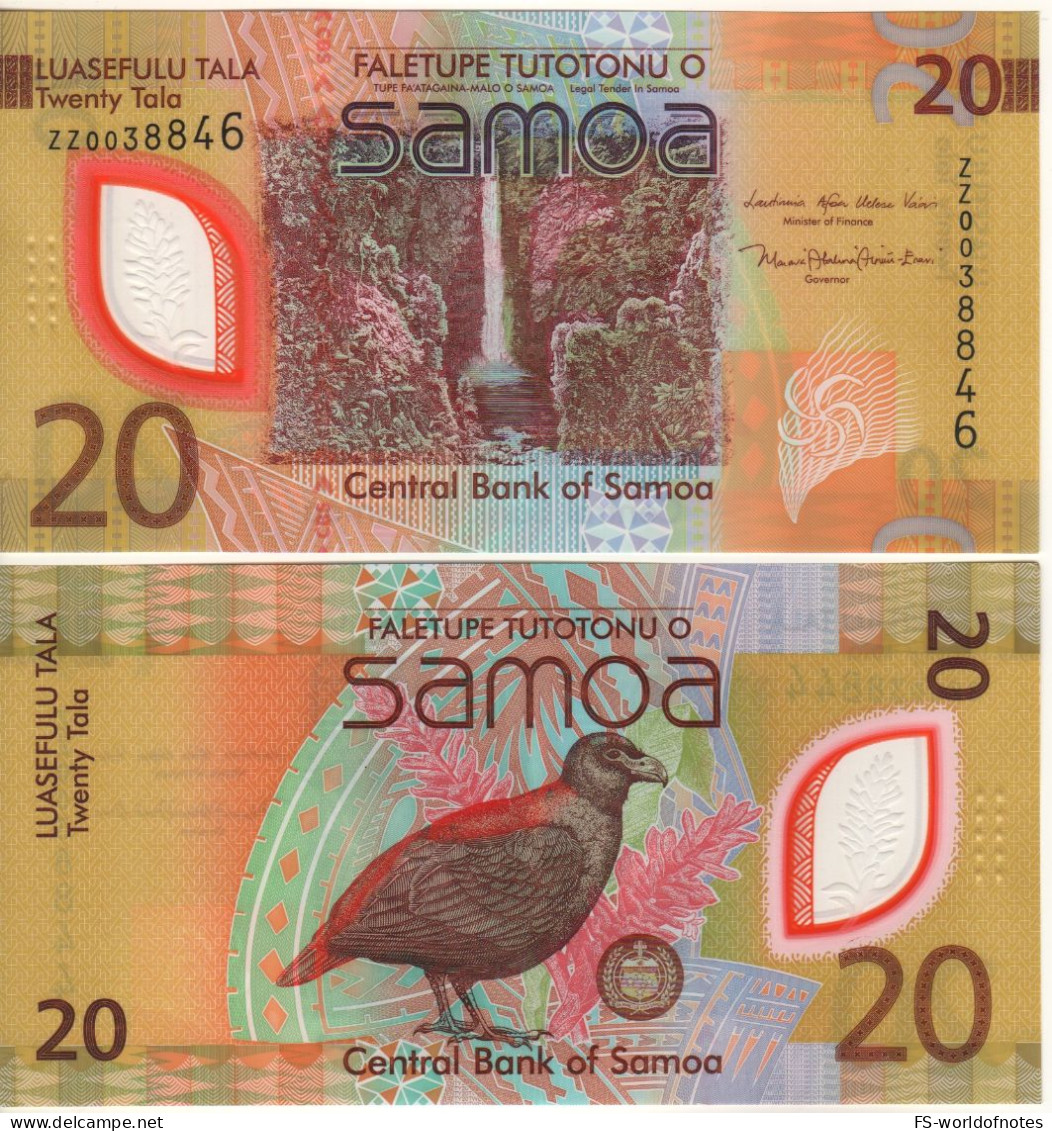 SAMOA  New 20 Tala  PW49  (2023   POLIMER )  ZZ = REPLACEMENT Serie   "Waterfalls +  Manumea Bird At Back" - Samoa