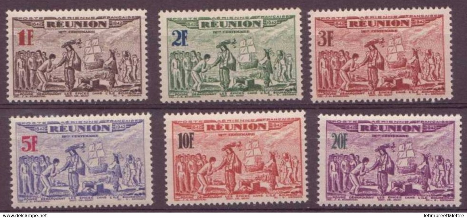 Réunion - Poste Aérienne - YT N° 18 à 23 ** - Neuf Sans Charnière - 1943 - Posta Aerea