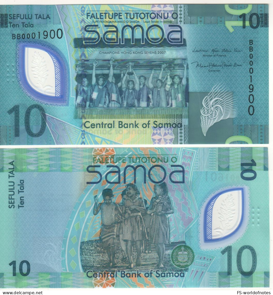 SAMOA  New 10 Tala  PW48  (2023   POLIMER )   "Rugby Team +  Children At Back" - Samoa