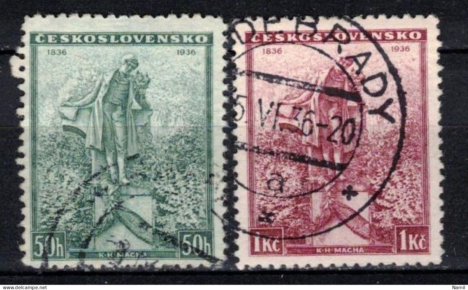 Tchécoslovaquie 1936 Mi 345-6 (Yv 306-7), Obliteré, - Usados