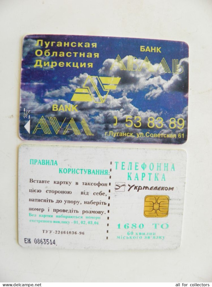 Phonecard Chip Advertising Bank Aval Lugansk 1680 Units Prefix Nr.EZh (in Cyrillic) UKRAINE - Oekraïne