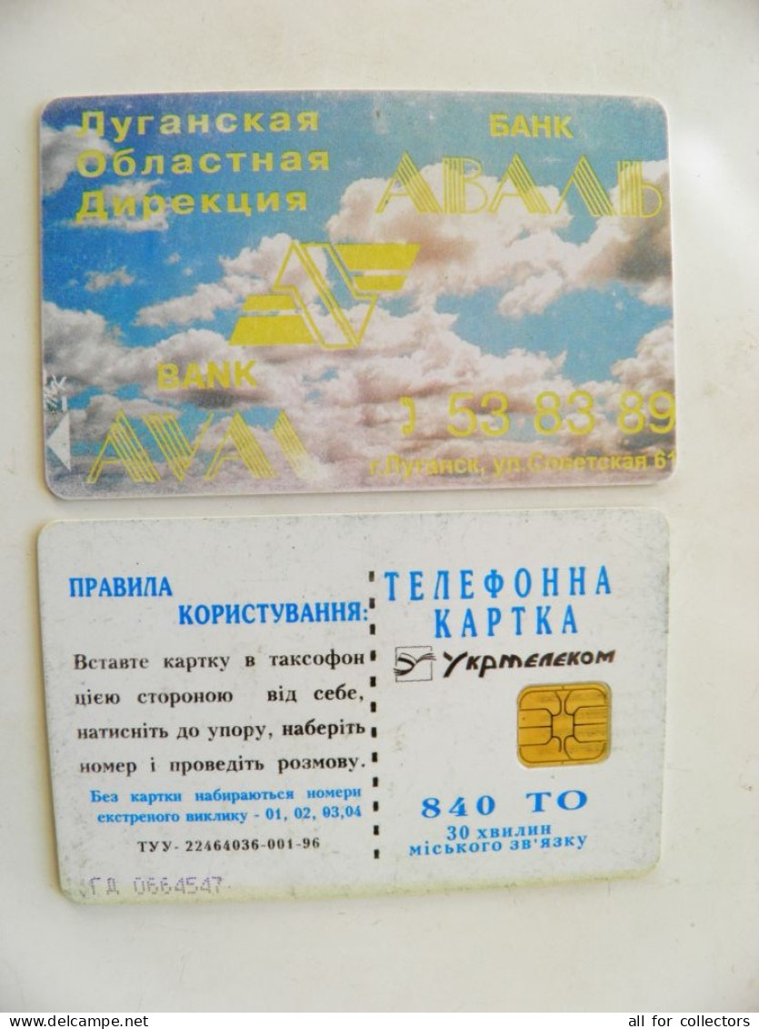 Phonecard Chip Advertising Bank Aval Lugansk 840 Units Prefix Nr. GD (in Cyrillic) UKRAINE - Ukraine
