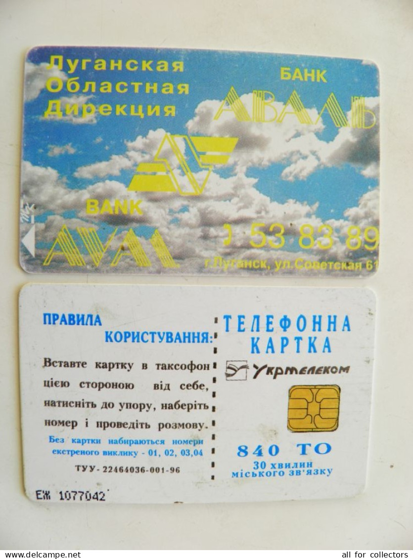 Phonecard Chip Advertising Bank Aval Lugansk 840 Units Prefix Nr. EZh (in Cyrillic) UKRAINE - Ukraine