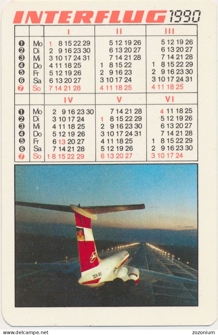 Pocket Calendar Taschenkalender DDR East Germany Interflug 1989 1990 Vintage Old Pocket Calendar - Petit Format : 1981-90