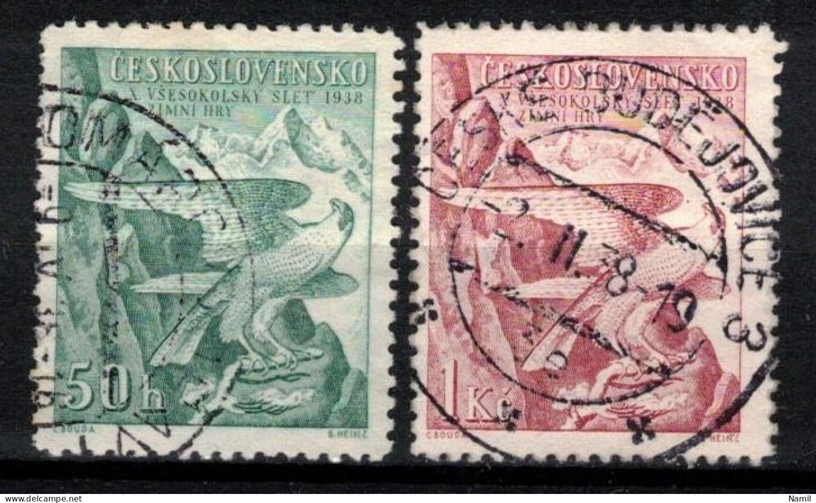 Tchécoslovaquie 1938 Mi 387-8 (Yv 333-4), Obliteré, - Used Stamps