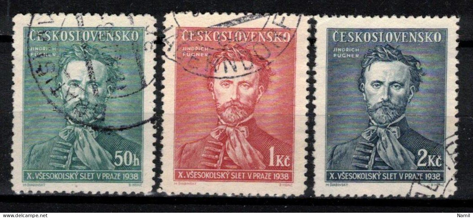 Tchécoslovaquie 1938 Mi 395-7 (Yv 340-2), Obliteré, - Used Stamps