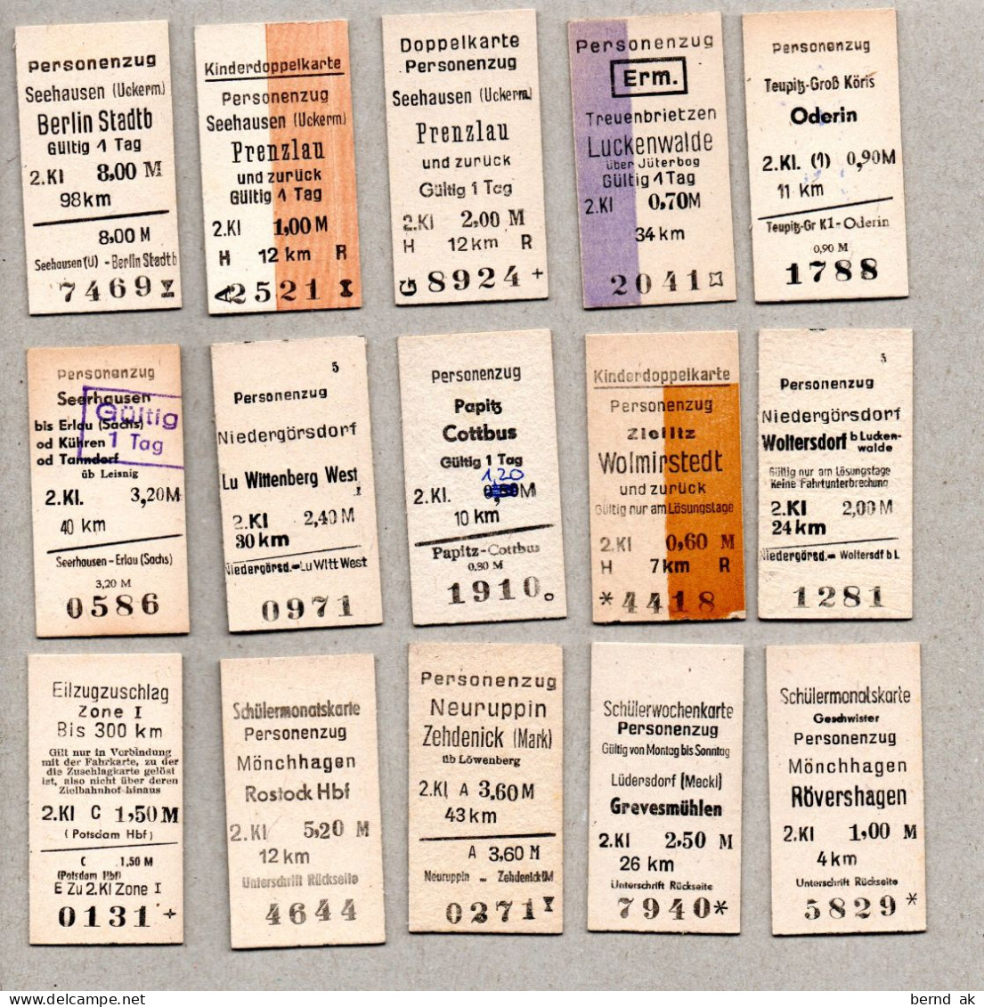 04] BRD (DR Der DDR)  - 15  Pappfahrkarten - Europe