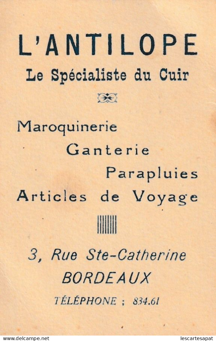 Calendrier De Poche 1951 Publicité L Antilope A Bordeaux - Petit Format : 1941-60