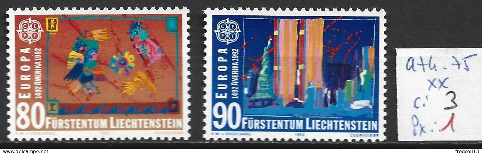 LIECHTENSTEIN 974-75 ** Côte 3 € - 1992