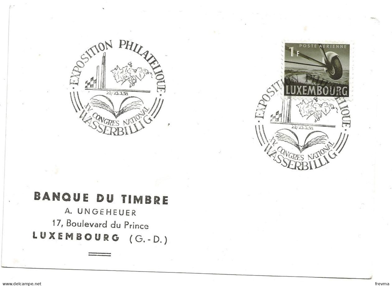 Carte Luxembourg Banque Du Timbre 1958 - Oblitérés