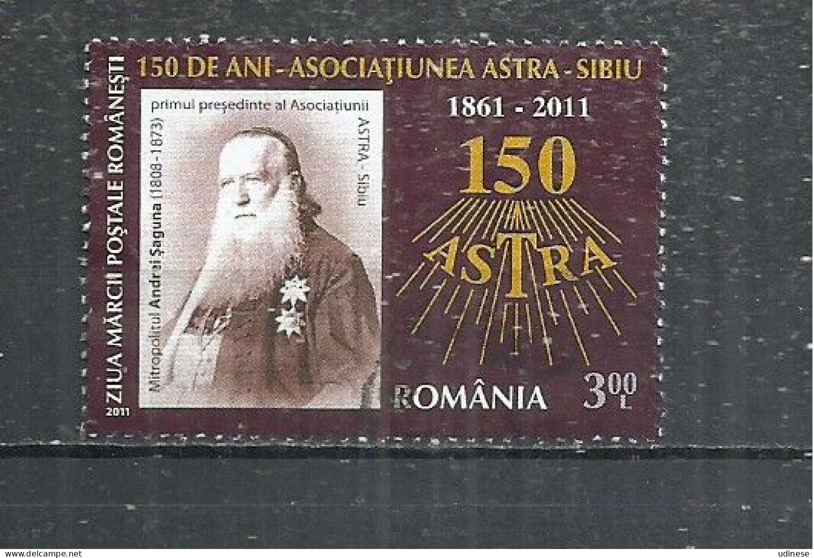 ROMANIA 2011 - STAMP DAY - METROPOLITAN ANDREI SAGUNA - USED  OBLITERE GESTEMPELT USADO - Used Stamps