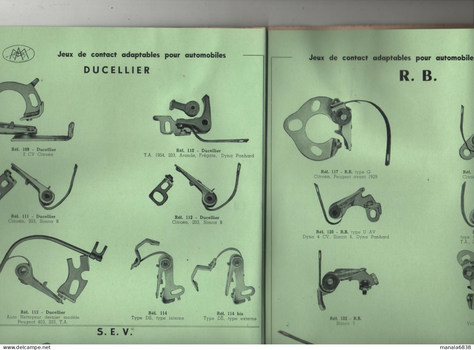 Catalogue Pièces Autos 1958 Sopartex L'Auto Contact Levallois Auto Lite Bosch Delco Rémy Ford Ducellier RB SEV - Unclassified