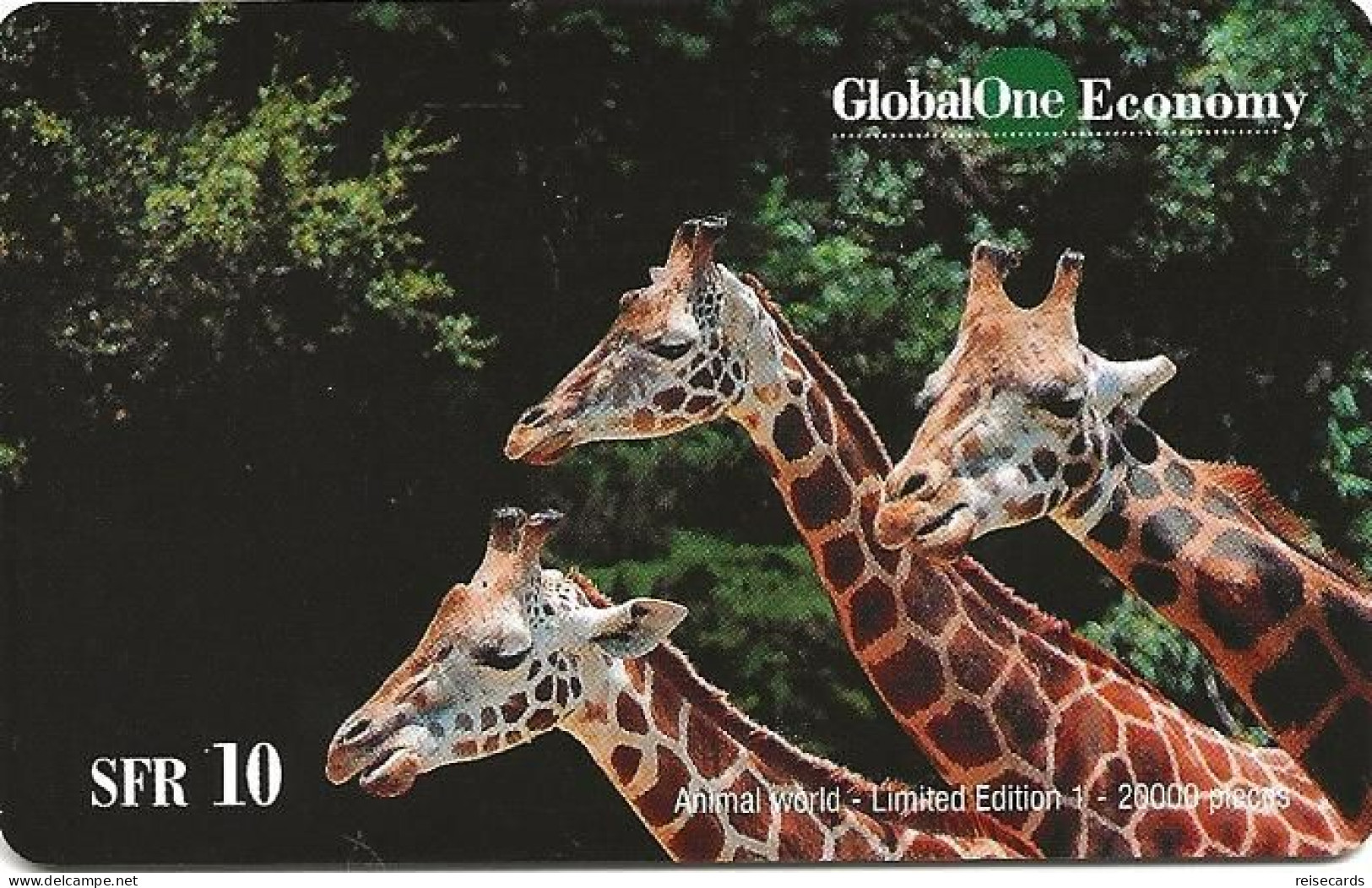 Switzerland: Prepaid GlobalOne - Animal World 1. Giraffe - Switzerland