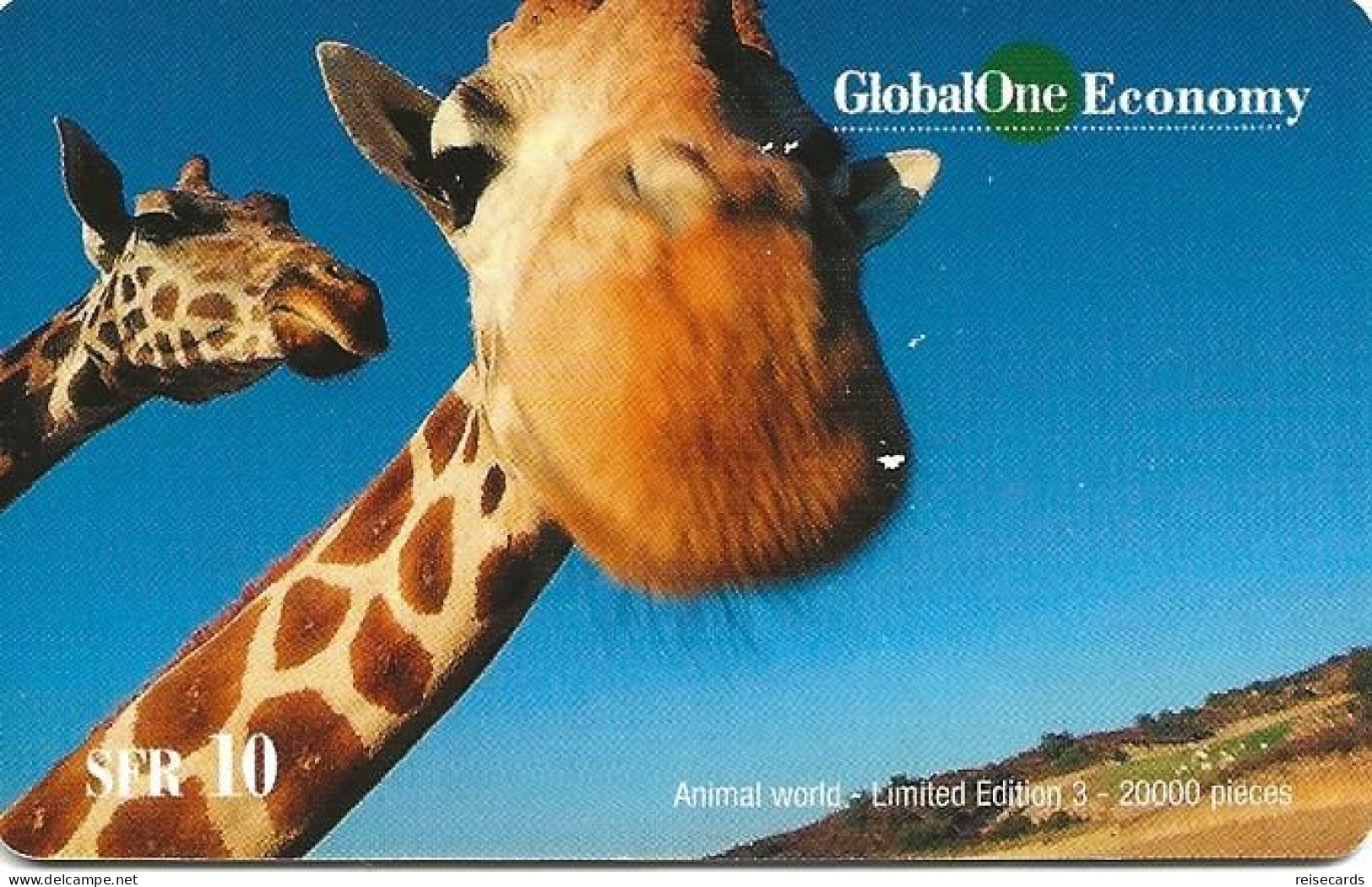 Switzerland: Prepaid GlobalOne - Animal World 3. Giraffe - Switzerland